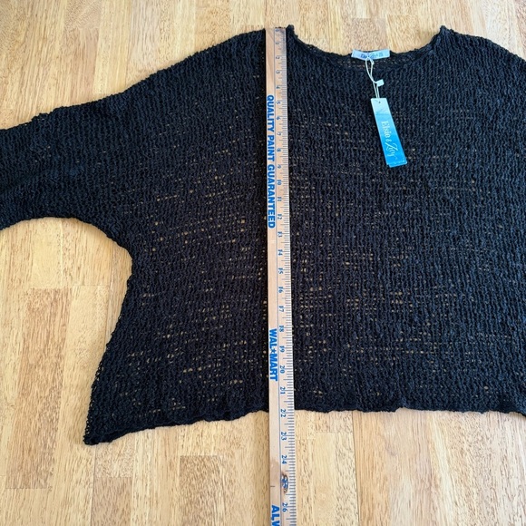 Elsie and Zoey Black Open Knit Sweater coastal boho Cottagecore OS - Picture 4 of 12